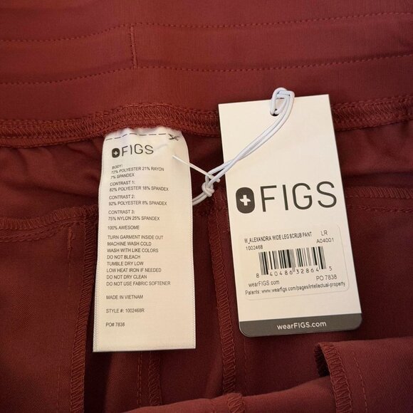 Figs High Waisted Alexandria Wide Leg Scrub Pants in Walnut, Size Large - Picture 10 of 10